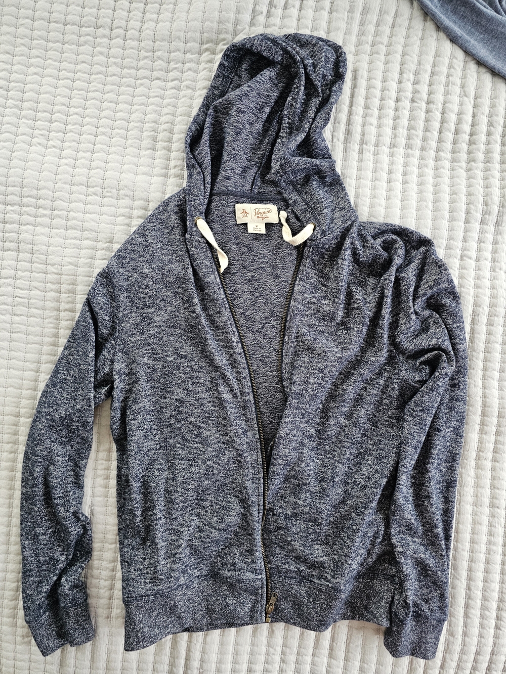Original Penguin Navy Heather Full-Zip Hoodie